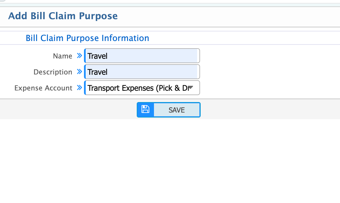 Add Bill Claim Purpose